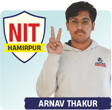JEE 2026 result card from Aspire IIT & Medical: portrait of a selected student in an Aspire hoodie, with the student's name and allotted institute printed on the card