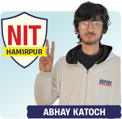 JEE 2026 result card from Aspire IIT & Medical: portrait of a selected student in an Aspire hoodie, with the student's name and allotted institute printed on the card
