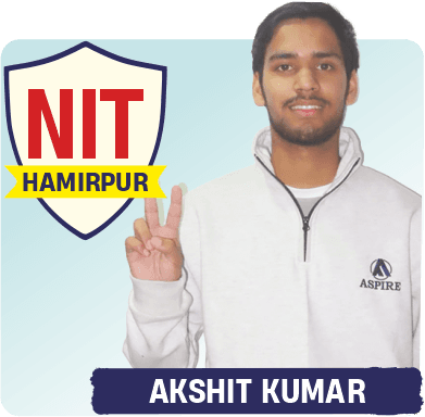 JEE 2026 result card from Aspire IIT & Medical: portrait of a selected student in an Aspire hoodie, with the student's name and allotted institute printed on the card