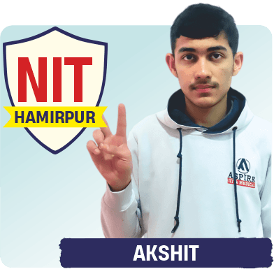 JEE 2026 result card from Aspire IIT & Medical: portrait of a selected student in an Aspire hoodie, with the student's name and allotted institute printed on the card