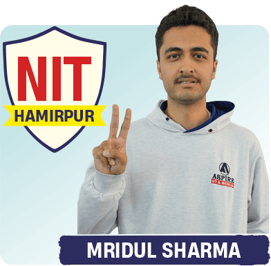 JEE 2026 result card from Aspire IIT & Medical: portrait of a selected student in an Aspire hoodie, with the student's name and allotted institute printed on the card