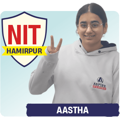 JEE 2026 result card from Aspire IIT & Medical: portrait of a selected student in an Aspire hoodie, with the student's name and allotted institute printed on the card