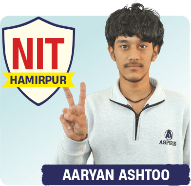 JEE 2026 result card from Aspire IIT & Medical: portrait of a selected student in an Aspire hoodie, with the student's name and allotted institute printed on the card