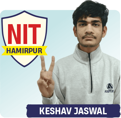 JEE 2026 result card from Aspire IIT & Medical: portrait of a selected student in an Aspire hoodie, with the student's name and allotted institute printed on the card