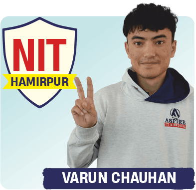 JEE 2026 result card from Aspire IIT & Medical: portrait of a selected student in an Aspire hoodie, with the student's name and allotted institute printed on the card