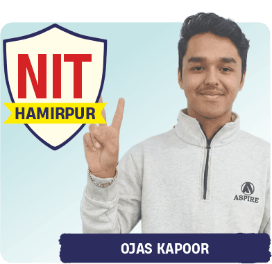 JEE 2026 result card from Aspire IIT & Medical: portrait of a selected student in an Aspire hoodie, with the student's name and allotted institute printed on the card