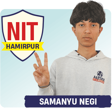 JEE 2026 result card from Aspire IIT & Medical: portrait of a selected student in an Aspire hoodie, with the student's name and allotted institute printed on the card