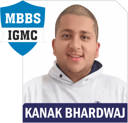 NEET 2025 result card: portrait of Kanak Bhardwaj in an Aspire hoodie, with the name and "MBBS IGMC" printed on the card