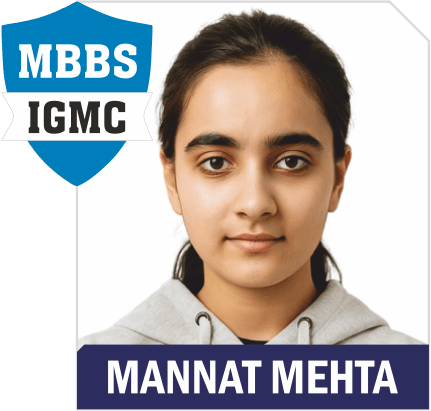 NEET 2025 result card: portrait of Mannat Mehta in an Aspire hoodie, with the name and "MBBS IGMC" printed on the card