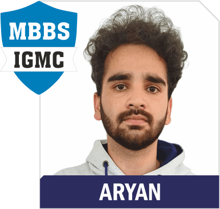 NEET 2025 result card from Aspire IIT & Medical: portrait of a selected student in an Aspire hoodie, with the student's name and allotted medical college printed on the card