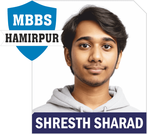 NEET 2025 result card from Aspire IIT & Medical: portrait of a selected student in an Aspire hoodie, with the student's name and allotted medical college printed on the card
