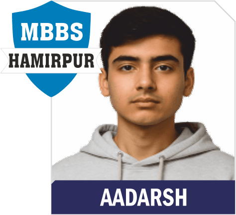 NEET 2025 result card from Aspire IIT & Medical: portrait of a selected student in an Aspire hoodie, with the student's name and allotted medical college printed on the card