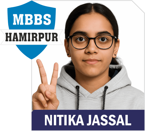 NEET 2025 result card from Aspire IIT & Medical: portrait of a selected student in an Aspire hoodie, with the student's name and allotted medical college printed on the card