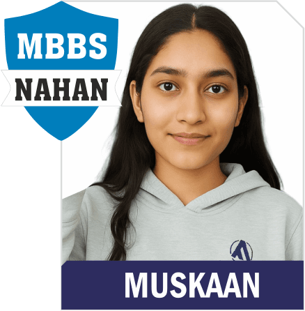 NEET 2025 result card from Aspire IIT & Medical: portrait of a selected student in an Aspire hoodie, with the student's name and allotted medical college printed on the card