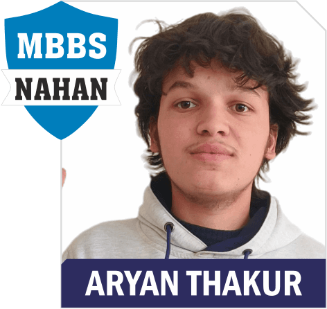 NEET 2025 result card from Aspire IIT & Medical: portrait of a selected student in an Aspire hoodie, with the student's name and allotted medical college printed on the card