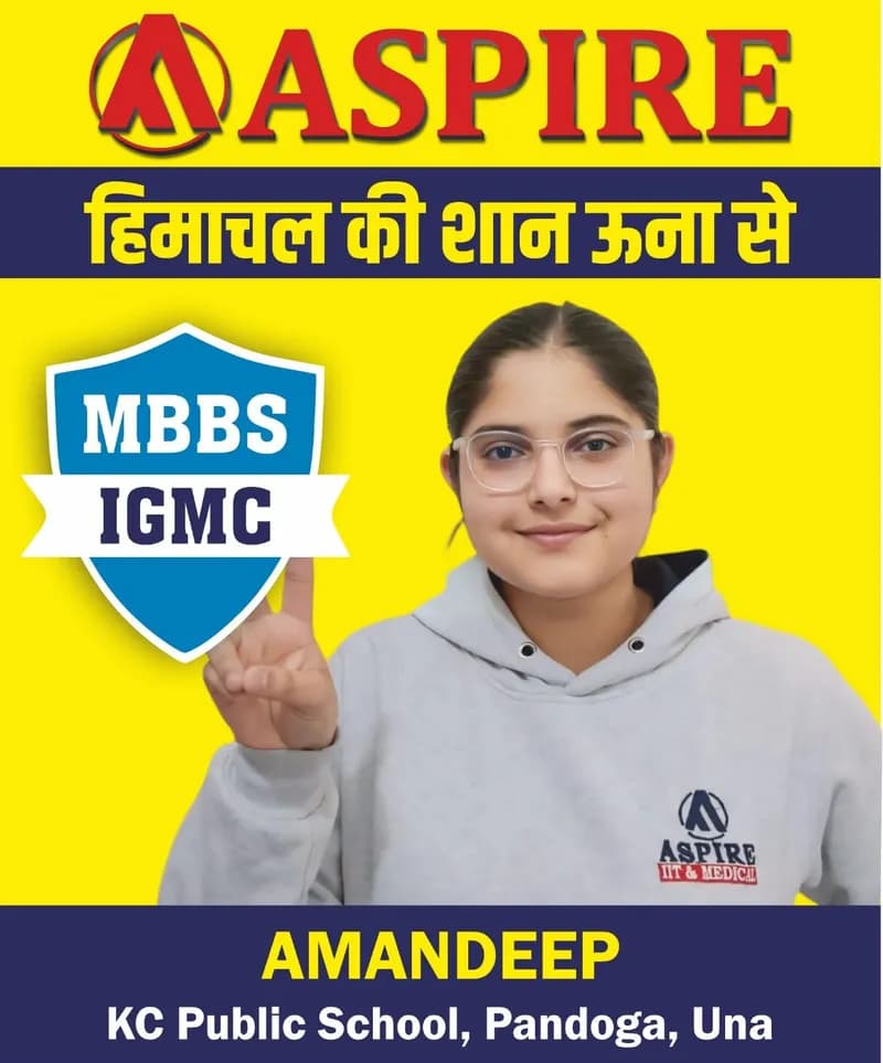 NEET 2024 result card from Aspire IIT & Medical: portrait of a selected student in an Aspire hoodie, with the student's name and allotted medical college printed on the card