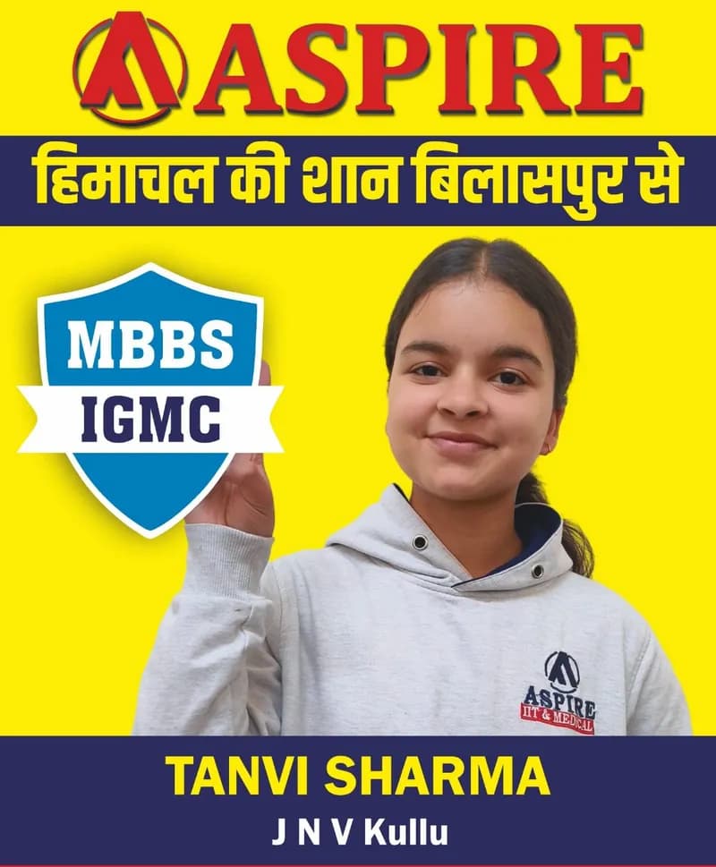 NEET 2024 result card from Aspire IIT & Medical: portrait of a selected student in an Aspire hoodie, with the student's name and allotted medical college printed on the card