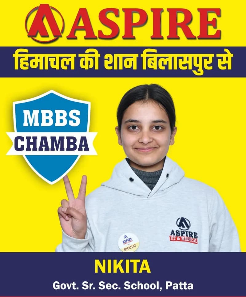 NEET 2024 result card from Aspire IIT & Medical: portrait of a selected student in an Aspire hoodie, with the student's name and allotted medical college printed on the card
