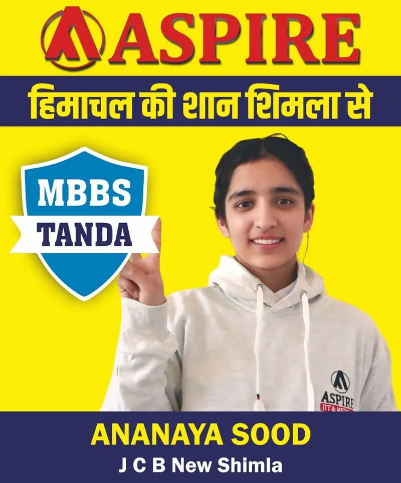 NEET 2024 result card from Aspire IIT & Medical: portrait of a selected student in an Aspire hoodie, with the student's name and allotted medical college printed on the card