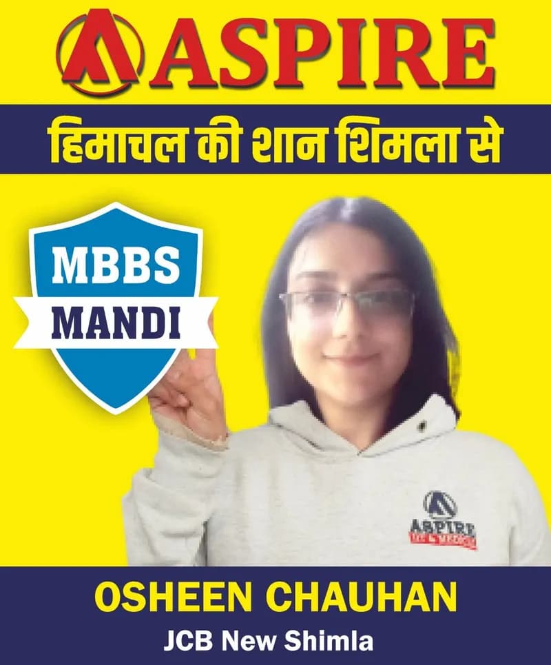 NEET 2024 result card from Aspire IIT & Medical: portrait of a selected student in an Aspire hoodie, with the student's name and allotted medical college printed on the card