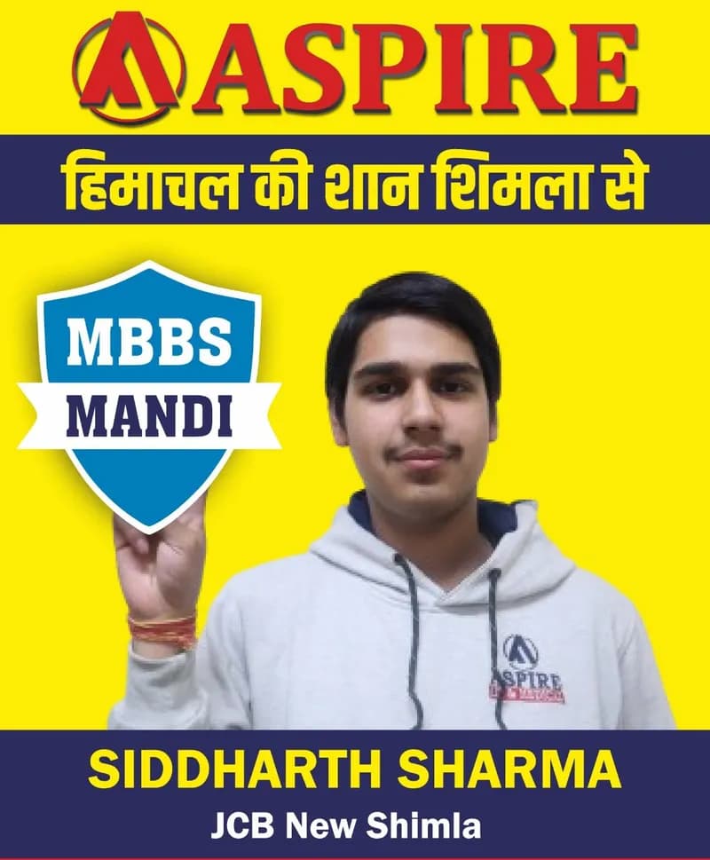 NEET 2024 result card from Aspire IIT & Medical: portrait of a selected student in an Aspire hoodie, with the student's name and allotted medical college printed on the card