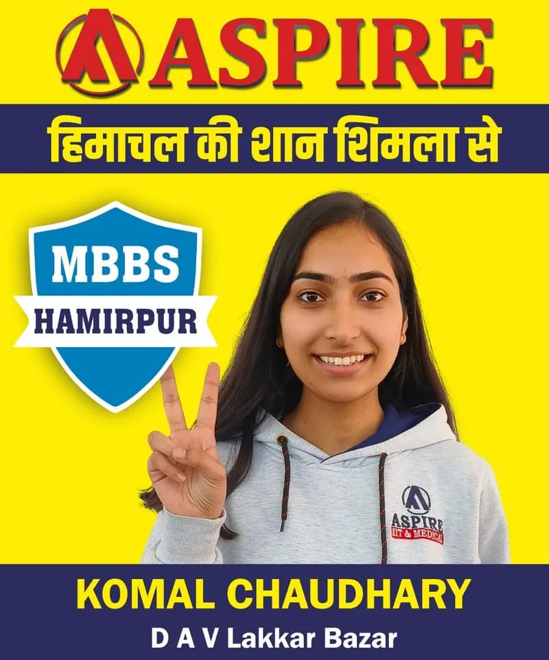 NEET 2024 result card from Aspire IIT & Medical: portrait of a selected student in an Aspire hoodie, with the student's name and allotted medical college printed on the card