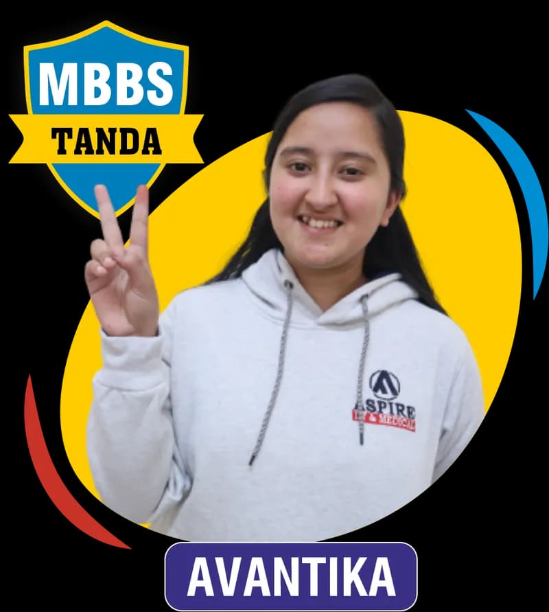 NEET 2023 result card from Aspire IIT & Medical: portrait of a selected student in an Aspire hoodie, with the student's name and allotted medical college printed on the card