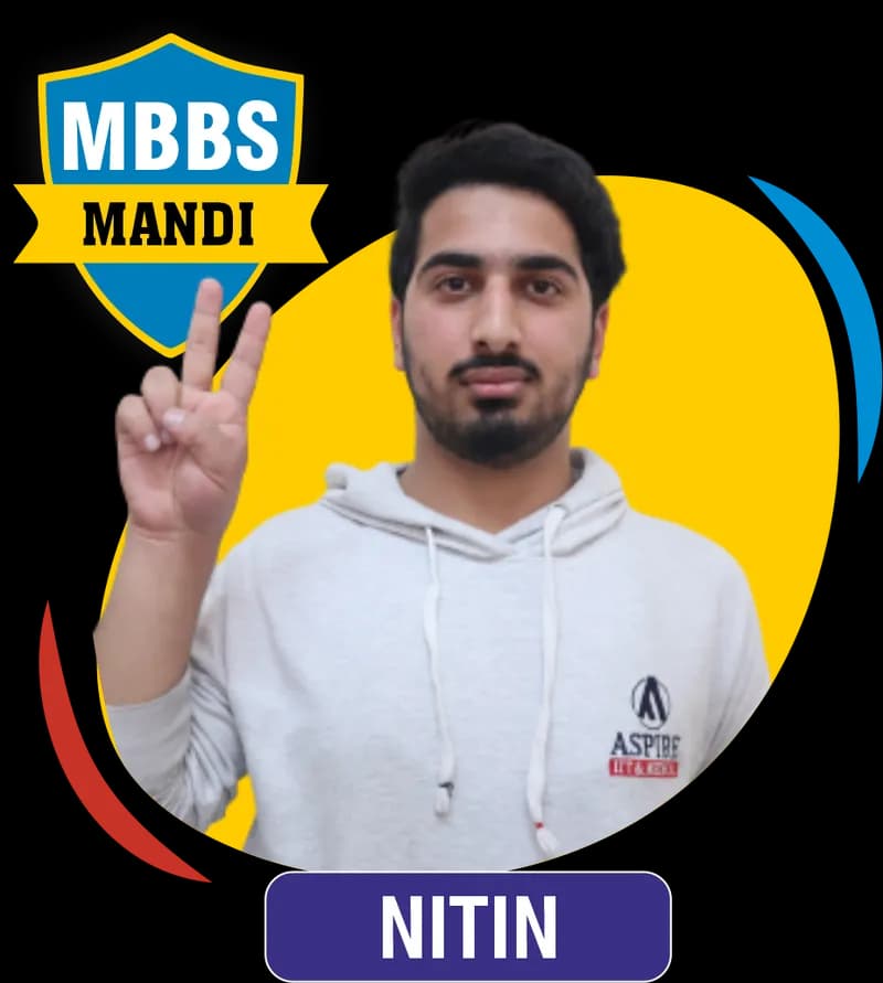 NEET 2023 result card from Aspire IIT & Medical: portrait of a selected student in an Aspire hoodie, with the student's name and allotted medical college printed on the card