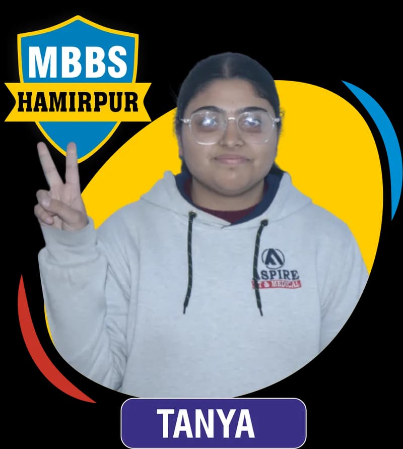 NEET 2023 result card from Aspire IIT & Medical: portrait of a selected student in an Aspire hoodie, with the student's name and allotted medical college printed on the card
