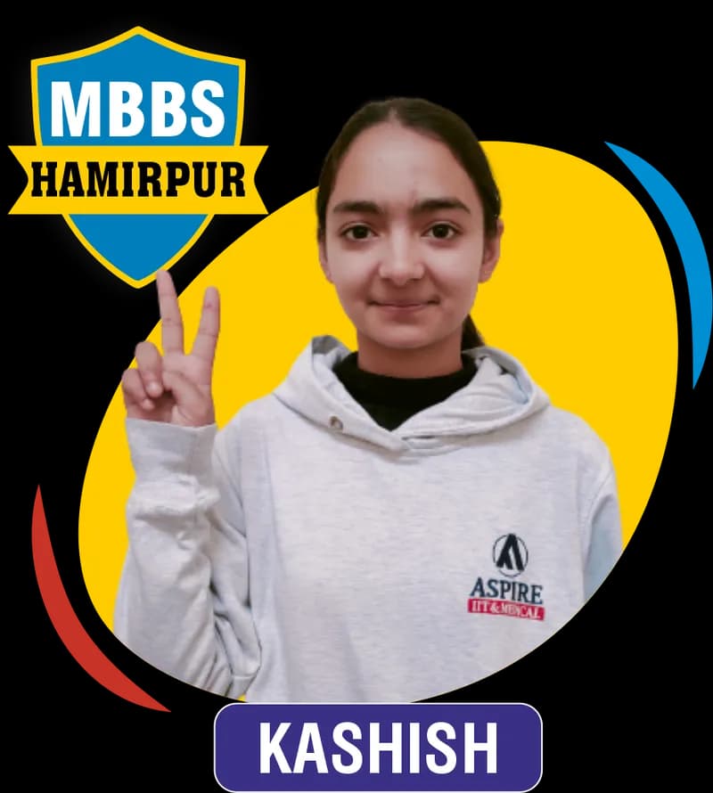 NEET 2023 result card from Aspire IIT & Medical: portrait of a selected student in an Aspire hoodie, with the student's name and allotted medical college printed on the card