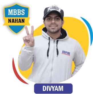 NEET 2022 result card from Aspire IIT & Medical: portrait of a selected student in an Aspire hoodie, with the student's name and allotted medical college printed on the card