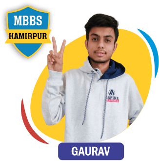 NEET 2022 result card from Aspire IIT & Medical: portrait of a selected student in an Aspire hoodie, with the student's name and allotted medical college printed on the card