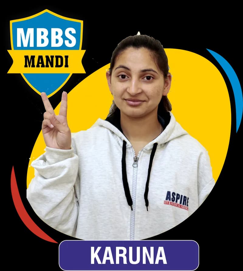 NEET 2021 result card from Aspire IIT & Medical: portrait of a selected student in an Aspire hoodie, with the student's name and allotted medical college printed on the card