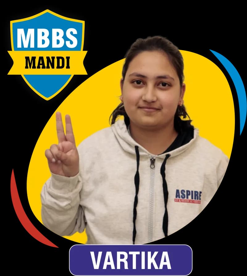NEET 2021 result card from Aspire IIT & Medical: portrait of a selected student in an Aspire hoodie, with the student's name and allotted medical college printed on the card