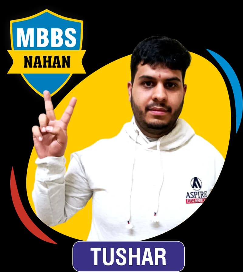 NEET 2021 result card from Aspire IIT & Medical: portrait of a selected student in an Aspire hoodie, with the student's name and allotted medical college printed on the card