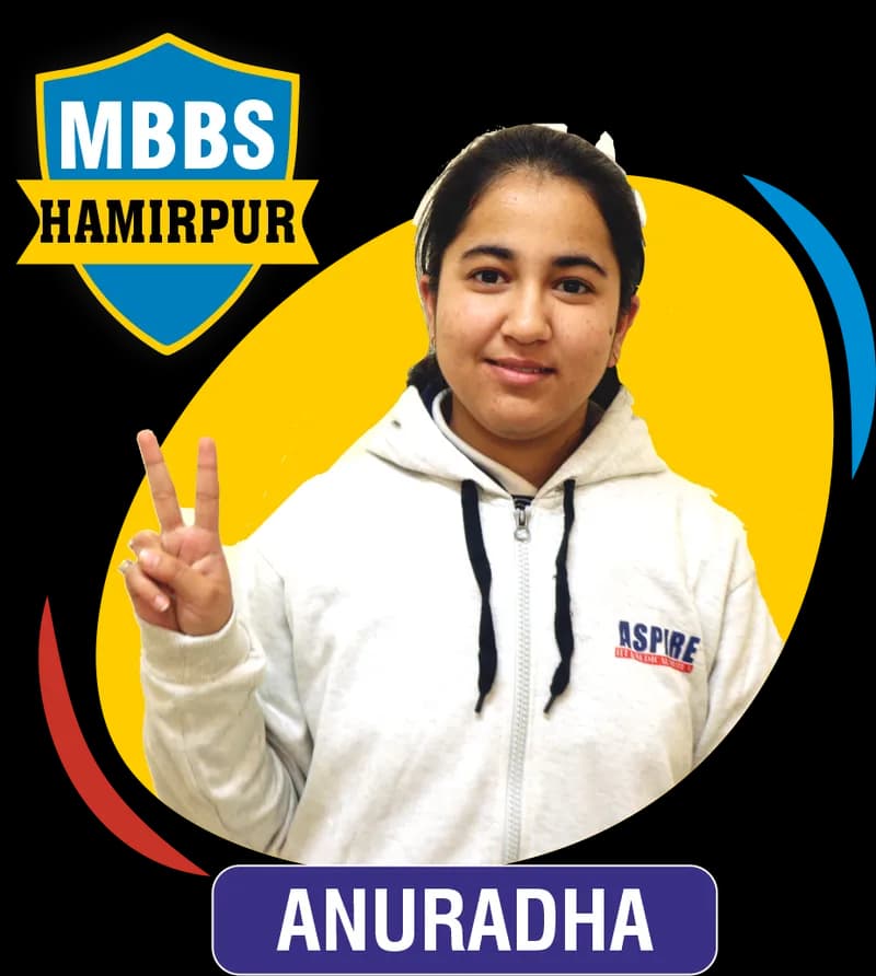 NEET 2021 result card from Aspire IIT & Medical: portrait of a selected student in an Aspire hoodie, with the student's name and allotted medical college printed on the card