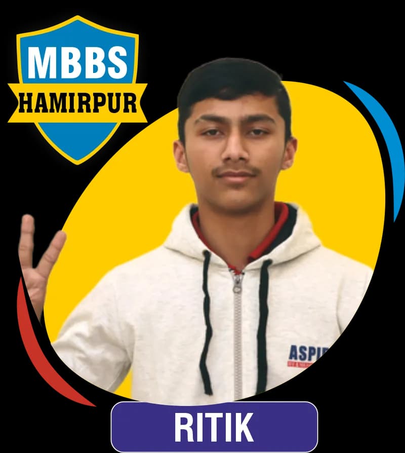 NEET 2021 result card from Aspire IIT & Medical: portrait of a selected student in an Aspire hoodie, with the student's name and allotted medical college printed on the card