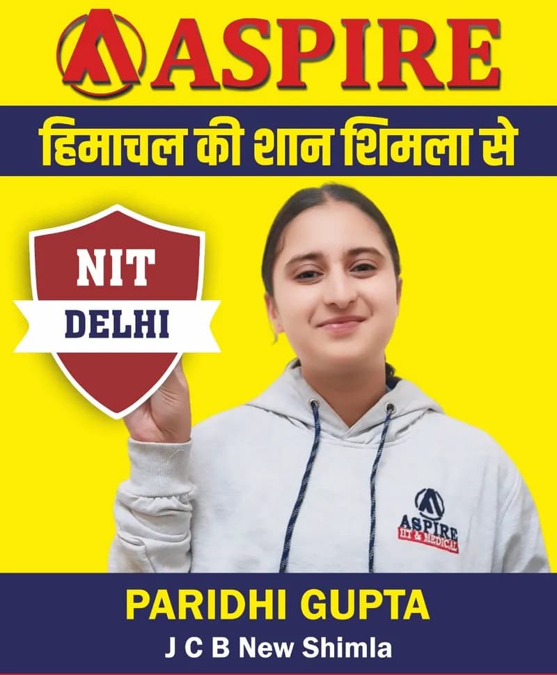 JEE 2024 result card from Aspire IIT & Medical: portrait of a selected student in an Aspire hoodie, with the student's name and allotted institute printed on the card