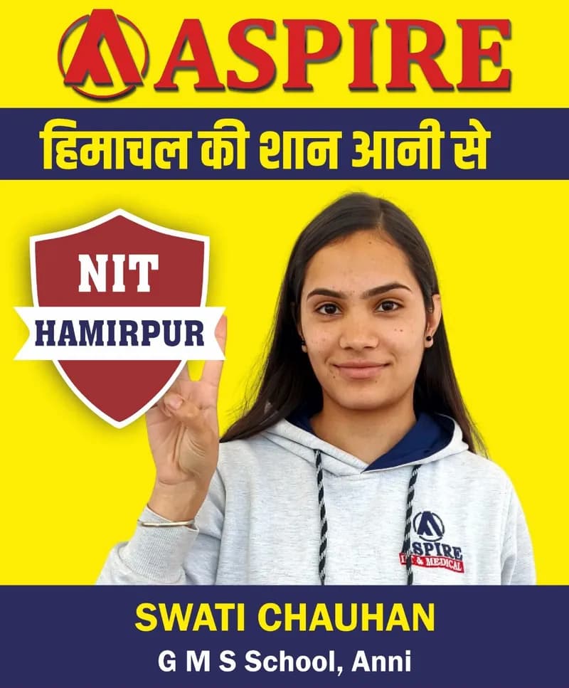 JEE 2024 result card from Aspire IIT & Medical: portrait of a selected student in an Aspire hoodie, with the student's name and allotted institute printed on the card