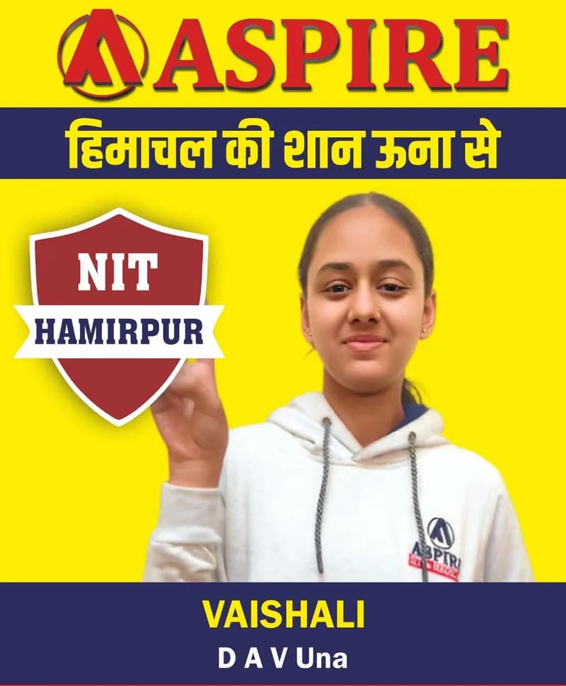 JEE 2024 result card from Aspire IIT & Medical: portrait of a selected student in an Aspire hoodie, with the student's name and allotted institute printed on the card