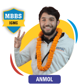 NEET 2020 result card from Aspire IIT & Medical: portrait of a selected student in an Aspire hoodie, with the student's name and allotted medical college printed on the card