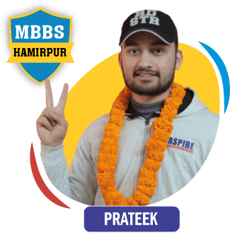 NEET 2020 result card from Aspire IIT & Medical: portrait of a selected student in an Aspire hoodie, with the student's name and allotted medical college printed on the card