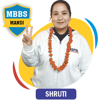 NEET 2020 result card from Aspire IIT & Medical: portrait of a selected student in an Aspire hoodie, with the student's name and allotted medical college printed on the card