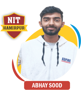 JEE 2021 result card from Aspire IIT & Medical: portrait of a selected student in an Aspire hoodie, with the student's name and allotted institute printed on the card