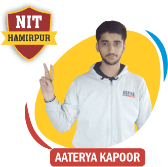 JEE 2020 result card from Aspire IIT & Medical: portrait of a selected student in an Aspire hoodie, with the student's name and allotted institute printed on the card