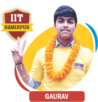 JEE 2020 result card from Aspire IIT & Medical: portrait of a selected student in an Aspire hoodie, with the student's name and allotted institute printed on the card