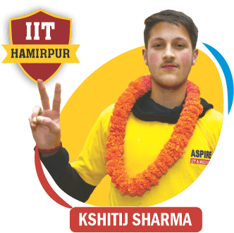 JEE 2020 result card from Aspire IIT & Medical: portrait of a selected student in an Aspire hoodie, with the student's name and allotted institute printed on the card
